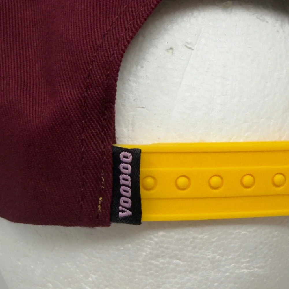 Rare Voodoo Doughnut Tempe AZ Maroon Snapback Rope Hat Yellow Patch Logo Cap ASU